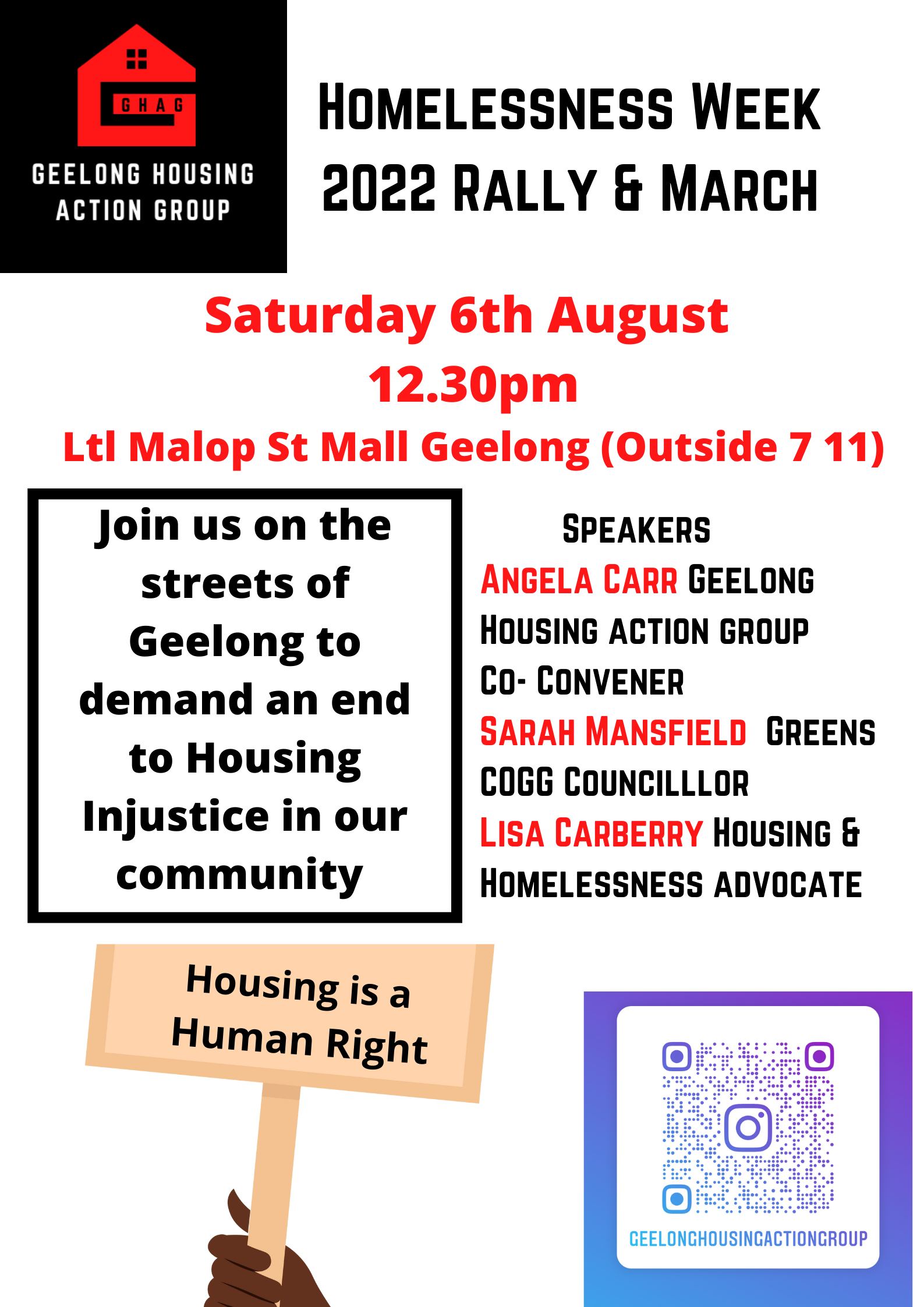 Geelong Housing Action Group rally, friendship in the digital space